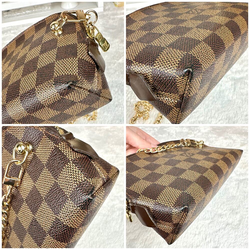 Louis Vuitton Damier Ebene Cosmetic Pouch PM crossbody bag with chain NICE - Picture 5 of 14